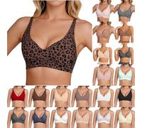 Leopard Print Jelly Bra Wireless Seamless Bra Push Up Comfort Sleep Bralettes T Shirt Bras Comfortable Wireless T-Shirt Bralettes with Support Padded and Adjustable Jelly Bras for Women UK