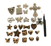 Leopard Print Junk Phone Case Charms Kit,DIY Phones Decor Junk Case Kit