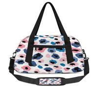 Leopard Print Kids Overnight Duffle Bags for Girls Boys, Pink Blue Spot Lightweight Sports Gym Bag for Kids，Small Overnight Weekender Carry on Travel Bags Dance Bag, Leopard Print, 18.5L x 7.8W x 9.4H