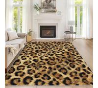 Leopard Print Large Living Room Rugs 200x300 cm, Washable Animal Print Cheetah Area Rug for Bedroom, Soft Low Pile Non Slip Flannel Printed Carpets, Home Decor ZY&L14