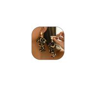 Leopard Print Layered Fabric Flower Drop Earrings for Women Winter Fall Fashion Outfits, One Size, Zinc, No Gemstone
