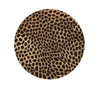 (Leopard Print) Leather Coaster Set Of 6 Premium Round Shape Drink Coasters For Home Office Restaurant Bar