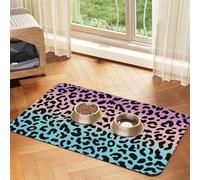 Leopard Print,Leopard Pattern,Purple,Waterproof Pet Feeding Mat,PU Leather Placemats for Cat Dog Water Bowl,Food Mats,30x45cm