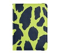 Leopard Print Lime Green and Navy Blue Leather Passport and Vaccine Card Holder Combo Passport Case Travel Documents Wallet Passport Cover Holder Wallet Case for Men and Women Waterproof