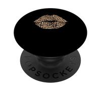 Leopard Print Lips Fashionista Girl Boss PopSockets Adhesive PopGrip