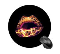 Leopard Print Lips Mouse Pad Round Mousepads Desk Mat for Office Laptops