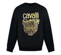 Leopard Print Logo Black Jumper Roberto Cavalli Black L