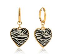 Leopard Print Love Heart Dangle Hoop Earrings for Women Vintage Statement Tiny Huggie Drop Earring Bohemian 80/90s Y2K Jewelry Millennium Hot Women Style Party Costume Accessories