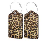 Leopard Print Luggage Tags Leather Baggage Suitcases Tag Cute Label Travel Bag Tags 7.3 Cm X11.6 Cm,Beautifully Illustrated for Easy Identification.