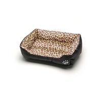 (leopard print, M) Large Dog Bed Square Plush Cat Nest Kennel All Season Washable Dog Sofa Waterproof Mattress Cat Bed for Medium Dogs Accessories