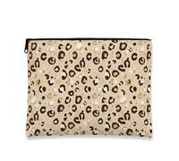 Leopard Print Makeup Bag, Chic Animal Pattern Toiletry Pouch for Women, Stylish Portable Canvas Zipper Organizer, Everyday Skincare Travel Bag, Beige, 7x9 Inch, Cosmetic