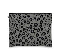 Leopard Print Makeup Bag, Modern Chic Cosmetic Travel Pouch for Women, Portable Canvas Zipper Organizer, Everyday Skincare Toiletry Bag, Gray, 7x9 Inch, Leopard Print