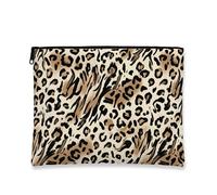 Leopard Print Makeup Bag, Stylish Animal Pattern Cosmetic Travel Pouch for Women, Versatile Canvas Zipper Organizer, Everyday Essentials, Beige, 7x9 Inch, Leopard
