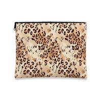 Leopard Print Makeup Bag, Stylish Animal Pattern Portable Travel Pouch for Women, Chic Canvas Zipper Organizer for All Seasons 7x9 Inch