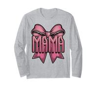 Leopard Print Mama with Turquoise Bow Long Sleeve T-Shirt