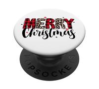Leopard Print - Merry Christmas - Doodles PopSockets Adhesive PopGrip