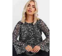 Leopard Print Mesh Top Yours Grey 26-28