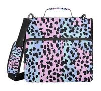 Leopard Print Modern Color 1.5 Inch 3 Rings Organizer Binder with Handle Laege Capacity Portfolios Portfolio Organizer for Middle School