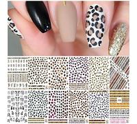 Leopard Print Nail Art Decals Stickers, EBANKU Leopard Print Design Nail Sticker Self-Adhesive Nail Sticker Supplies for Women Girls Nails Decor