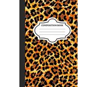 leopard print notebook: orange black composition book