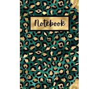 Leopard Print Notebook: Portable Journal Green Gold Design "6x9" - 120 Lined Pages with Leopard Print Border