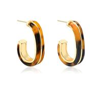 Leopard Print Open Oval Hoop Earrings for Women Dainty Simple Acrylic Brown Leopard Chunky Huggie Hoops Stud Fashion Geometric Trendy Jewelry
