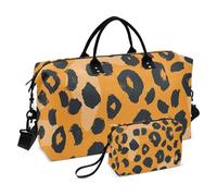 Leopard Print Orange Decorative Large Travel Duffel Luggage Gym Bag with Adjustable Strap for Airplane Traveling 2 Pcs Set bolso de para Hombre