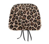 Leopard Print Pattern Dark Brown And Black Printed Car Headrest Cover,2 Pieces, Elastic Comfort Head Rest Cover for Women Men, Universal Fits Most Cars Van SUV Truck, Car Interior Decor Accessories