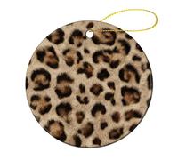 Leopard Print Pattern Dark Chocolate-brown Christmas Tree Hanging Ornaments,2 Pieces, 7.2CM Round Double-Sided
