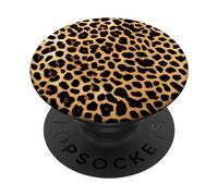 Leopard Print Pattern: Dynamic Design in Black and Brown PopSockets Swappable PopGrip