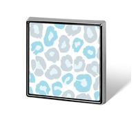 Leopard Print Pattern Light Gray And Blue Unisex Brooches & Pins Square Lightweight Lapel Badge Jewelry for Clothing Shawl Hat
