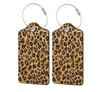 Leopard Print Pattern Natural Intricate Spots Luggage Tag for Suitcase 2 Pack Leather Luggage Tag with Privacy Flap Name Id Label and Metal Loop for Women Men Travel