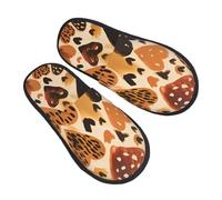 Leopard Print Pattern Slippers for Women Men Cheetah Print Heart Non-Slip House Slippers Indoor Comfy Fuzzy Footwear Memory Foam Bedroom Travel Shoes M