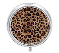 Leopard Print Pill Box Medicine Pill Organizer 3 Compartment Daily Pill Case Small Pill Container Round Pill Holder Travel Pill Box Metal Pill Case for Purse Pocket