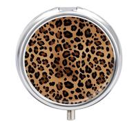 Leopard Print Pill Box Round Portable Small Pill Case Waterproof Travel Pill Box Organizer for Pocket Purse and Daily Convenience
