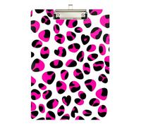 Leopard Print Pink Black White Clipboard Portable Clipboard Hanging Clipboards A4 Standard Size with Low Profile Metal Clip for Students, Women, Man