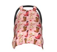 Leopard Print Pink Cowboy Boots Print Baby Car Seat Covers, Breathable Nursing Cover Breastfeeding Cover, Stroller Covers, Multi-use Infant Carseat Canopy, Baby Boys Girls Newborn Essentials