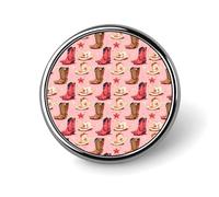 Leopard Print Pink Cowboy Boots Print Pins for Backpack - Enamel Pins Cute Jacket Coat Hat Bags Badge Pin, Funny Novelty Unique Button Pin Women Men Fashion Jewelry Accessories