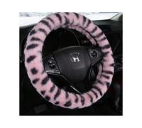 (Leopard print pink, Single steering wheel cover) [Not cold in winter, big plush] Car plush steering wheel cover, car winter handle cover, universal, warm and non-slip