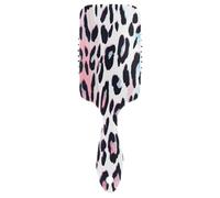 Leopard Print Pink White Air Cushion Hair Brush, Anti Static Brush, Womens Detangling Hair Brush