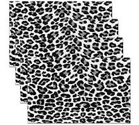 Leopard Print Placemats Set of 4 45x30cm Black White Cheetah Table Mats Placemat Animal Print Placemats for Dining Table Indoor Outdoor Kitchen Women Men Safari Place Mats