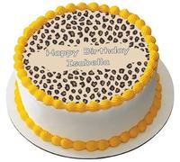 LEOPARD PRINT Premium Quality Edible Large 7.5 Inch Round Icing Cake Topper - Text can be Customizable - Make your Celebrations Memorable with Our Delightful Charming Cake Toppers D1