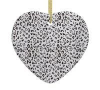 Leopard Print Print Christmas Ornament Heart Shaped Ceramic Festive Xmas Home Party Keepsakes Decor