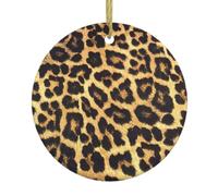 Leopard Print Print Christmas Tree Ceramic Round Hanging Ornaments,Xmas Decoration Keepsake 2025