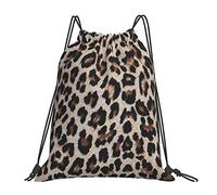 Leopard Print Print Fabric Drawstring Bags, Multifunctional Drawstring Gym Bag Lightweight Waterproof Backpack String Bag, Personalised Drawstring Sack Sport Bag For Adults Teens