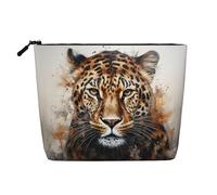 Leopard Print Print Fake Hemp Makeup Bag – Travel Toiletry Pouch for Women, Daily Storage, Business Trips, and More