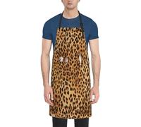 Leopard Print Print Kitchen Apron With Pockets Versatile Adjustable Chef Bbq Grilling Smock For Adults