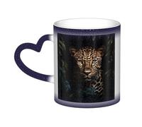 Leopard Print Print Mystical Color Changing Mug, Black to White Thermal Mug for Coffee Tea Home Office