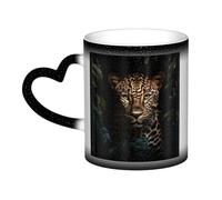 Leopard Print Print Mystical Color Changing Mug, Black to White Thermal Mug for Coffee Tea Home Office