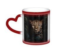 Leopard Print Print Mystical Color Changing Mug, Black to White Thermal Mug for Coffee Tea Home Office